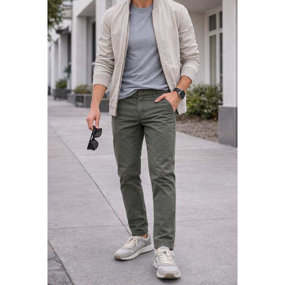 Denali Mens 32x30 Olive Chino Pants Slim Fit Casual Workwear